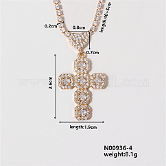 Chic Cross Necklace with Shiny Diamonds and Virgin Mary Pendant, 15.75 inch(400mm)