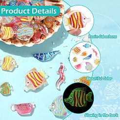 45Pcs 9 Styles Fish Transparent Resin Cabochons&nbsp;CRES-CJZ0009-01