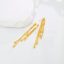 ファッショナブルな真鍮の丸型タッセルスタッドピアス  18KGP本金メッキ  80x15mm&nbsp;MY1502
