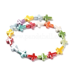 手作りの陶器ビーズ  光沢釉の磁器  クロス  カラフル  16~17x13~13.5x5.5mm  穴：1.4mm  約20個/連  13.39インチ（34cm）&nbsp;PORC-F010-01