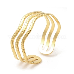 Ion Plating(IP) 304 Stainless Steel Wave Open Cuff Bangles&nbsp;BJEW-L682-008G