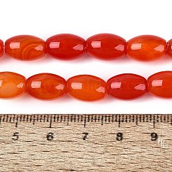 天然石瑪瑙ビーズ連売り  染め  ライス  レッドオレンジ  11.5~12.5x7.5~8.5mm  穴：1~1.2mm  約31~33個/連  14.57~15.35インチ（37~39cm）&nbsp;G-N362-18A-07