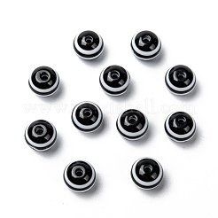 ラウンド縞模様樹脂ビーズ  ブラック  10x9mm  穴：1.8~2mm&nbsp;X-RESI-R158-10mm-11