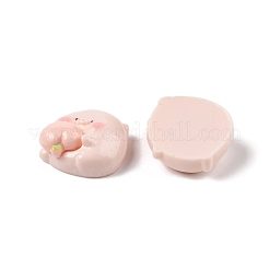 不透明樹脂デコデンカボション  漫画の桃豚  ピンク  22x23x10mm&nbsp;RESI-K040-01C