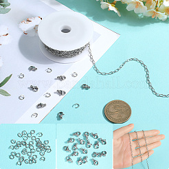10M 304 Stainless Steel Paperclip Chains wih 50Pcs Open Jump Rings with 20Pcs  Lobster Claw Clasps&nbsp;FIND-SC0012-56B