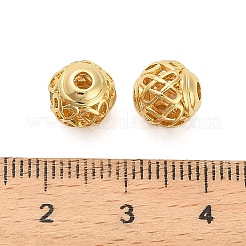 真鍮ビーズ  中空ラウンド  ゴールドカラー  8~8.5x8mm  穴：2mm&nbsp;KK-K374-09G
