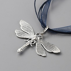 Alloy Enamel Butterfly Pendant Necklace with Rhinestone&nbsp;NJEW-WH0016-21A