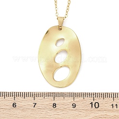 Hollow Textured Oval 304 Stainless Steel Pendant Necklaces&nbsp;NJEW-M096-24G