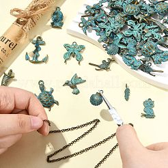 50pcs10スタイルチベットスタイルアロイペンダント  混合図形  13.5~36.5x5.5~30x3.5~6.5mm  穴：1.8~3.5mm  5個/スタイル&nbsp;FIND-CJ0004-28