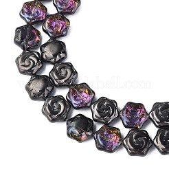 電気メッキガラスビーズセット  ABカラー  花  ブラック  16x14.5x7.5mm  穴：1mm  約40個/連  24.80インチ（63cm）&nbsp;EGLA-N008-018-A03