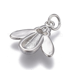 真鍮チャーム  丸カン付き  長持ちメッキ  ミツバチ  プラチナメッキ  16x15x3mm  穴：3mm&nbsp;LS-ZIRC-M108-59P