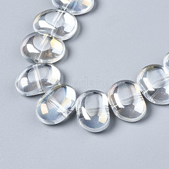 電気メッキガラスビーズセット  ABカラー  オーバル  クリアAB  16x11x5.5mm  穴：1mm  約50個/連  21.65インチ（55cm）&nbsp;EGLA-N008-012-A01