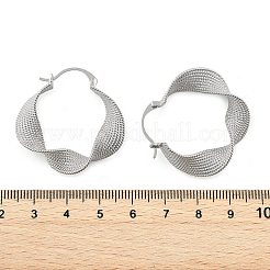 女性用テクスチャツイスト真鍮フープピアス  プラチナ  33.5x8mm&nbsp;EJEW-U055-03B-P