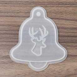 クリスマステーマの DIY シリコンペンダント型  レジン型  ホワイト  クリスマス鐘  98x85x6mm  穴：6mm&nbsp;LS-SIMO-G007-01B