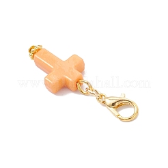 アクリルクロスペンダント装飾  亜鉛合金カニカン付き  ゴールドカラー  36mm&nbsp;HJEW-JM03778-01