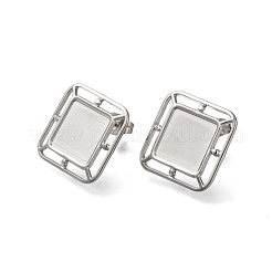 304 Stainless Steel Square Stud Earrings for Women&nbsp;EJEW-M028-05S