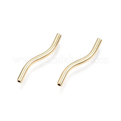 真鍮製チューブビーズ  ニッケルフリー  ツイスト  18KGP本金メッキ  25x2mm  穴：1.2mm&nbsp;KK-N231-321