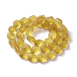 透明なすりガラスビーズ連売り  ナゲット  きいろ  15x12x9.5mm  穴：1mm  約40個/連  23.62''（60センチメートル）&nbsp;LS-FGLA-S001-02D