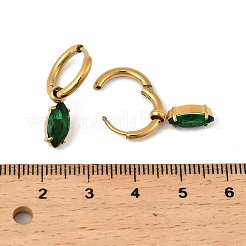 304ステンレススチールクリスタルラインストーンフープピアス  イオンプレーティング（ip）  14KGP本金メッキ  馬の目  24x5mm&nbsp;EJEW-G423-08G-01