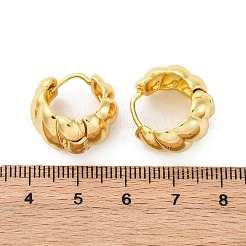 女性のためのラックメッキ真鍮クロワッサンフープピアス  鉛フリー＆カドミウムフリー  18KGP本金メッキ  15.5x17x11.5mm  ピン：0.8mm&nbsp;EJEW-G342-09G