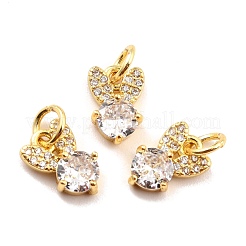 Brass Micro Pave Cubic Zirconia Charms&nbsp;KK-A156-06G-RS