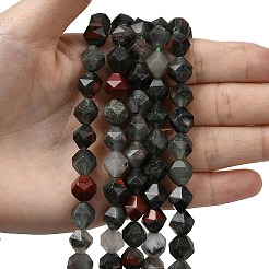 天然のアフリカブラッドストーンビーズ連売り  スターカットラウンドビーズ  多面カット  9~10x9~10x9~10mm  穴：1~1.4mm  約38~40個/連  14.88''（15.08''センチメートル）&nbsp;G-Z119-A28-03