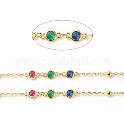 Cubic Zirconia Flat Round Link Chain&nbsp;CHC-E024-09G