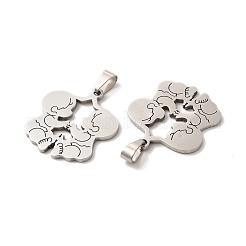 変色しない201ステンレススチールペンダント  赤ちゃんのチャーム  ステンレス鋼色  25x23x1.4mm  穴：6.5x3.3mm&nbsp;STAS-K251-030P