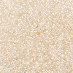 MIYUKIラウンドロカイユビーズ  日本製シードビーズ  （rr281)淡い桃色の裏地付きクリスタルab  8/0  3mm  穴：1mm  約422~455PCS /ボトル  10 G /ボトル&nbsp;SEED-JP0009-RR0281