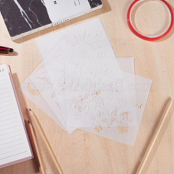 花と鳥のテーマ/星空のプラスチック製絵画ステンシル  図面テンプレート  DIYスクラップブッキング用  混合図形  ホワイト  13x13x0.02cm  9シート/セット&nbsp;DIY-CP0001-23