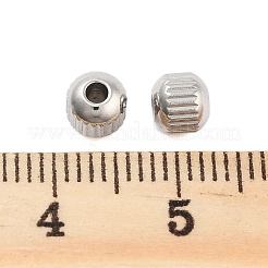変色しない201ステンレススチールビーズ  ラウンド  ステンレス鋼色  5x4.5mm  穴：1.6mm&nbsp;STAS-Z078-03P