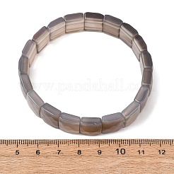 天然黒瑪瑙ビーズストレッチブレスレット（ユニセックス）  多面カット四角形  ビーズ：12x10x6mm  内径：2.24インチ（5.7cm）&nbsp;G-K303-02M