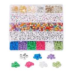 DIYテラコッタとアルファベットビーズジュエリー作り  ハート＆ジオメトリアクリルビーズ  18pcs9スタイルチベットスタイルアロイペンダント  亜鉛合金カニカン＆丸カン  ミックスカラー  7x3.5mm  穴：1.2mm&nbsp;DIY-YW0002-59