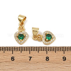 真鍮製マイクロパヴェキュービックジルコニアチャーム  ハート  16KGP本金メッキ  14x8x4mm  穴：4x3.5mm&nbsp;KK-C132-10G