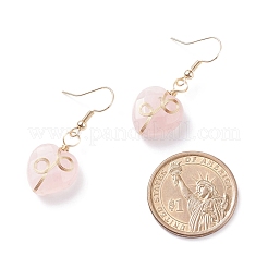 Natural Rose Quartz Heart Dangle Earrings&nbsp;EJEW-JE04914