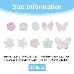 10セット 200g 透明アクリルフロストビーズ  混合図形  カラフル  11.5~31x8~41x3~7mm  穴：1.4~2mm&nbsp;FACR-HS0001-02B