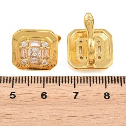 Brass Micro Pave Clear Cubic Zirconia Hoop Earrings for Women&nbsp;EJEW-T058-02G