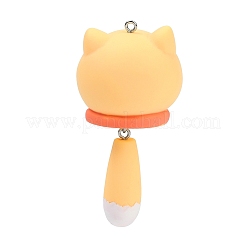 不透明樹脂ペンダント  尻尾を振る機能とプラチナメッキの鉄製ループ付き  犬  68.5x34.5x31.5mm  穴：2.5mm&nbsp;RESI-S018-02B-P