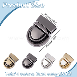 亜鉛合金製バッグタックロック留め具  財布の親指プレス閉鎖  ミックスカラー  21.5x27.5x23.5mm&nbsp;FIND-DR0001-49