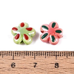 手作りの陶器ビーズ  光沢釉の磁器  花  ミックスカラー  11x11.5~12x5.5mm  穴：1.8~2mm&nbsp;PORC-N012-10