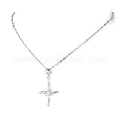 女性用スター合金ラインストーンイヤリング＆ネックレスセット  プラチナ  17.87インチ（45.4cm）  44x12mm&nbsp;SJEW-JS01359