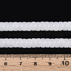 ジェイド風ガラスビーズ連売り  フラットラウンド  ホワイトスモーク  6~6.5x3~3.5mm  穴：0.8mm  約114~116個/連  14.76~14.96インチ（37.5~38cm）&nbsp;GLAA-N027-3x6mm-01