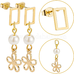 24Pair 2 Cards Hollow Rectangle 304 Stainless Steel Stud Earrings for Girl Women&nbsp;EJEW-BC0001-09