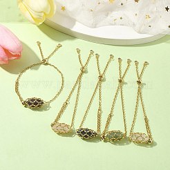 Natural Mixed Gemstone Bullet Link Slider Bracelets&nbsp;BJEW-JB09902