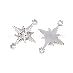 304ステンレススチールクリスタルラインストーンコネクタチャーム  スターリンク  ステンレス鋼色  23x17.5x3mm  穴：1.6mm&nbsp;STAS-P437-14A-P