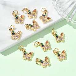 シェグレース 真鍮 パヴェ クリア キュービックジルコニア ペンダント  蝶のチャーム  カドミウムフリー＆ニッケルフリー＆鉛フリー  長持ちメッキ  18KGP本金メッキ  カラフル  11x11.5x3mm  穴：3mm&nbsp;XGRQ3Q159-628G-A