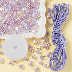 1 Bag 480Pcs Purple Transparent/Imitation Pearl Acrylic Beads&nbsp;DIY-LS0003-03