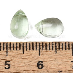 100個のガラスチャーム  ティアドック  ライム  9x6x5mm  穴：1mm&nbsp;GLAA-WH0031-57G