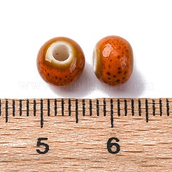 手作りの陶器ビーズ  ラウンド  チョコレート  6~7x5~6mm  穴：2mm&nbsp;PORC-D300-A41
