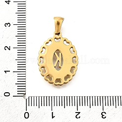 金色の304ステンレススチールペンダント  シェルと  ハートのある中空の楕円形  文字k  23x16.5x2mm  穴：5.5x3mm&nbsp;STAS-K300-02G-K